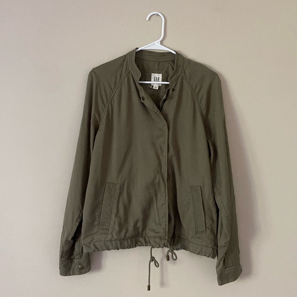 GAP Jacket Fall Green Zip-Up Lightweight Lyocell Medium Coat - Picture 1 of 14